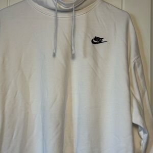 Nike White oversized Pullover Hoodie with Black Swoosh